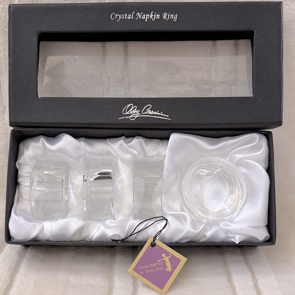Oleg Cassini Heart Crystal Napkin Rings Set of 4